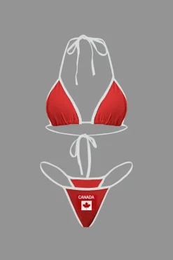 JAMAICA Embroidered Contrast Bikini Set