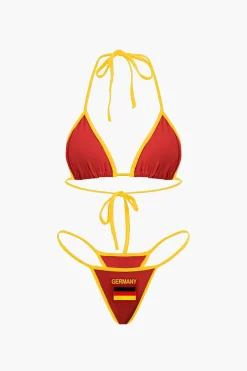 JAMAICA Embroidered Contrast Bikini Set