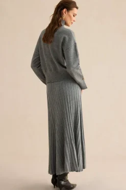 Knit Asymmetrical Button Long-Sleeve Top