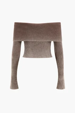 Knit Bell Sleeves Zipper Long-Sleeve Top