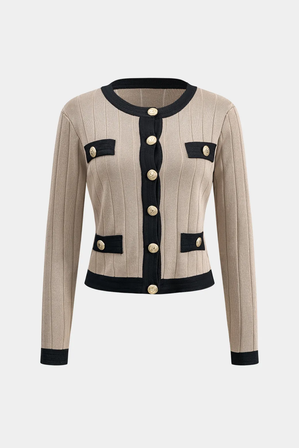 Knit Button Cardigan And Skirt Set
