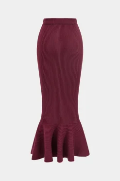 Knit Button Metallic Long-Sleeve Top And Maxi Skirt Set