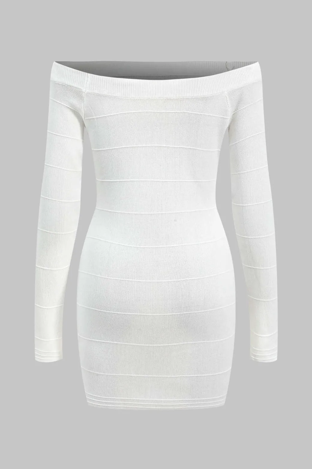Knit Button Off Shoulder Long Sleeve Dress