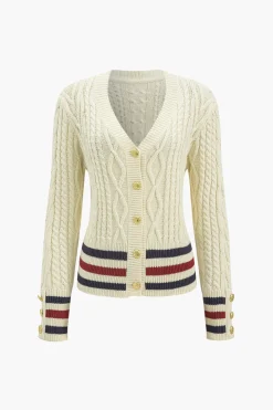 Knit Button Patchwork Cardigan