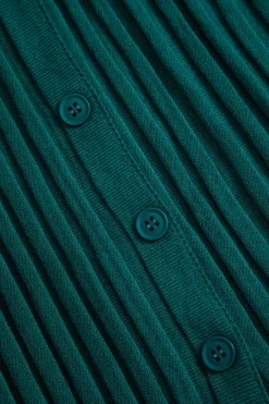 Knit Button Pleated Slit Skirt