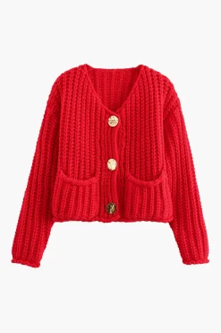 Knit Button Pocket Cardigan