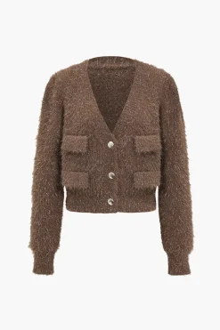 Knit Button Pocket Sweater Cardigan