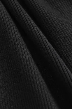 Knit Button Puff Patchwork Long-Sleeve Dress