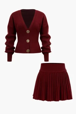 Knit Button V-neck Cardigan