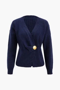 Knit Button V-neck Cardigan