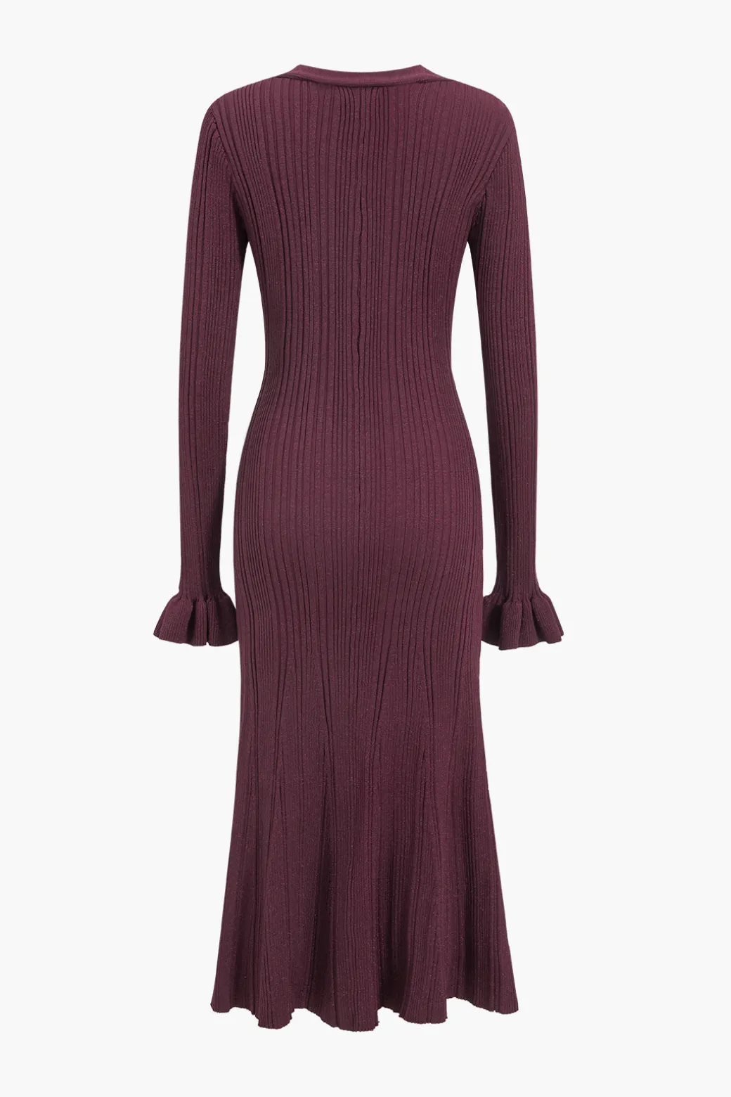 Knit Button V-Neck Dress