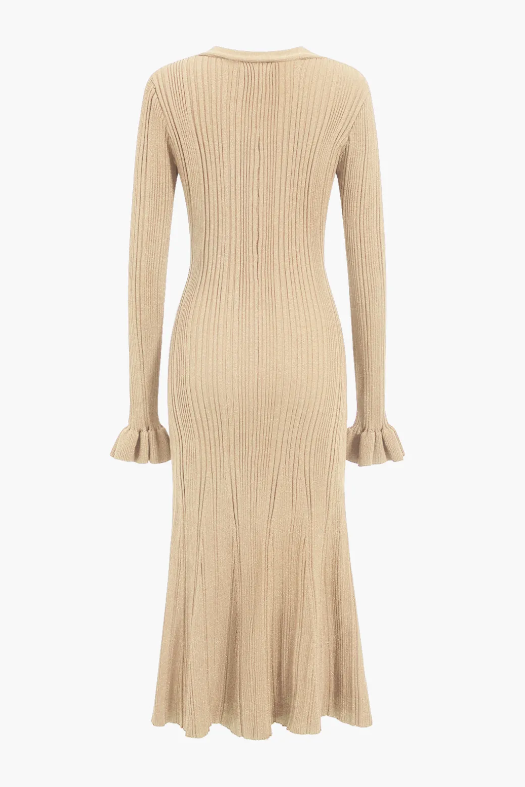Knit Button V-Neck Dress