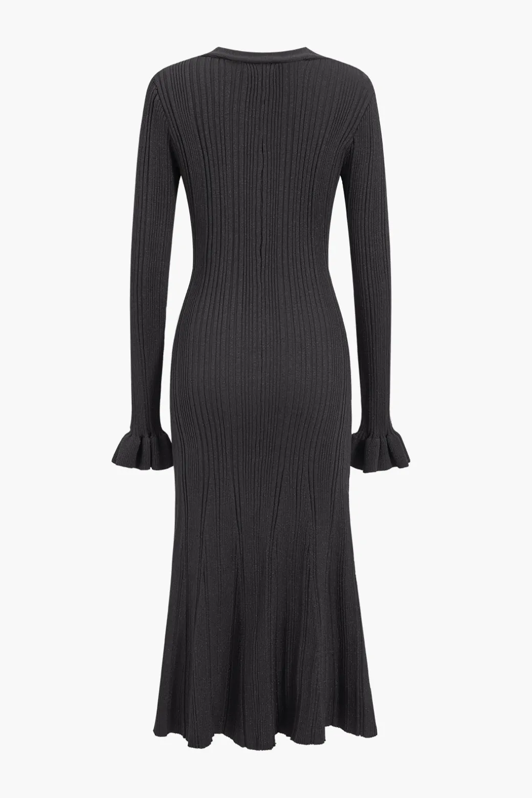 Knit Button V-Neck Dress