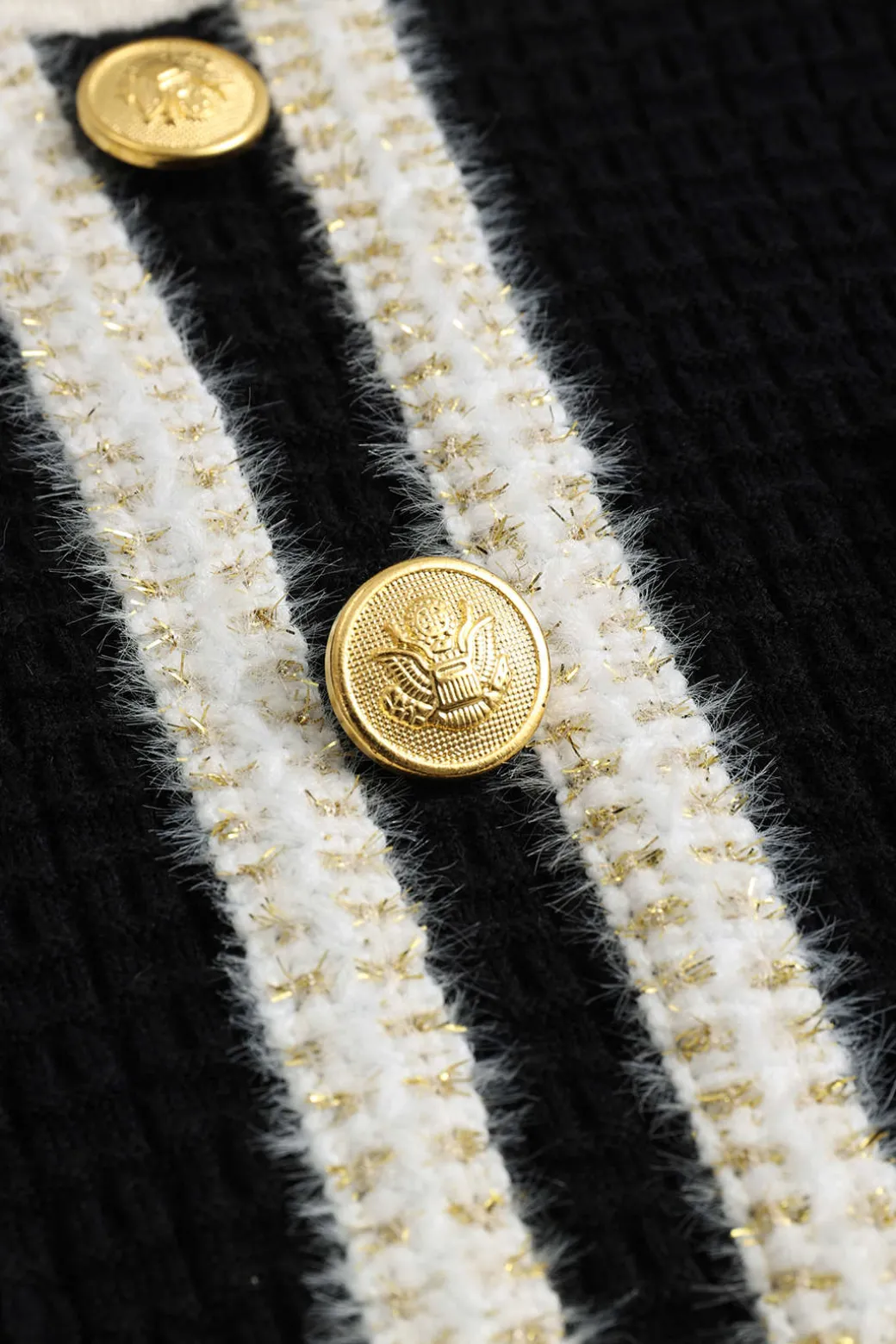 Knit Chain Button Long Sleeve Dress