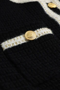Knit Chain Button Long Sleeve Dress