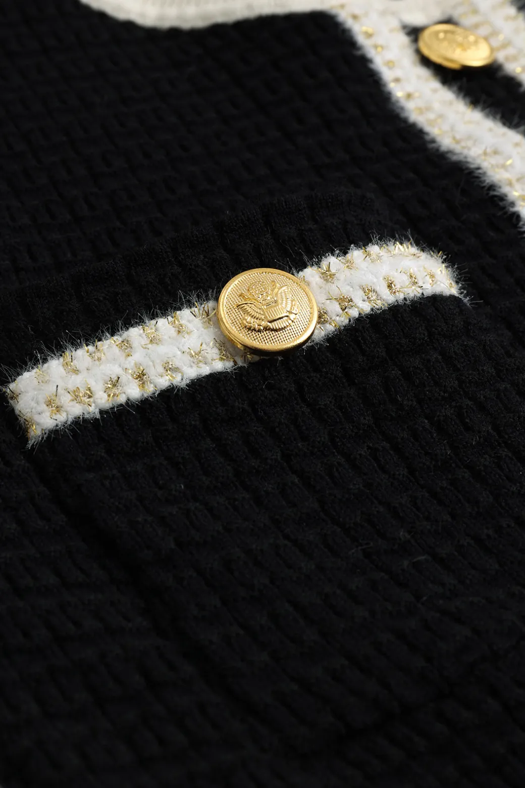 Knit Chain Button Long Sleeve Dress