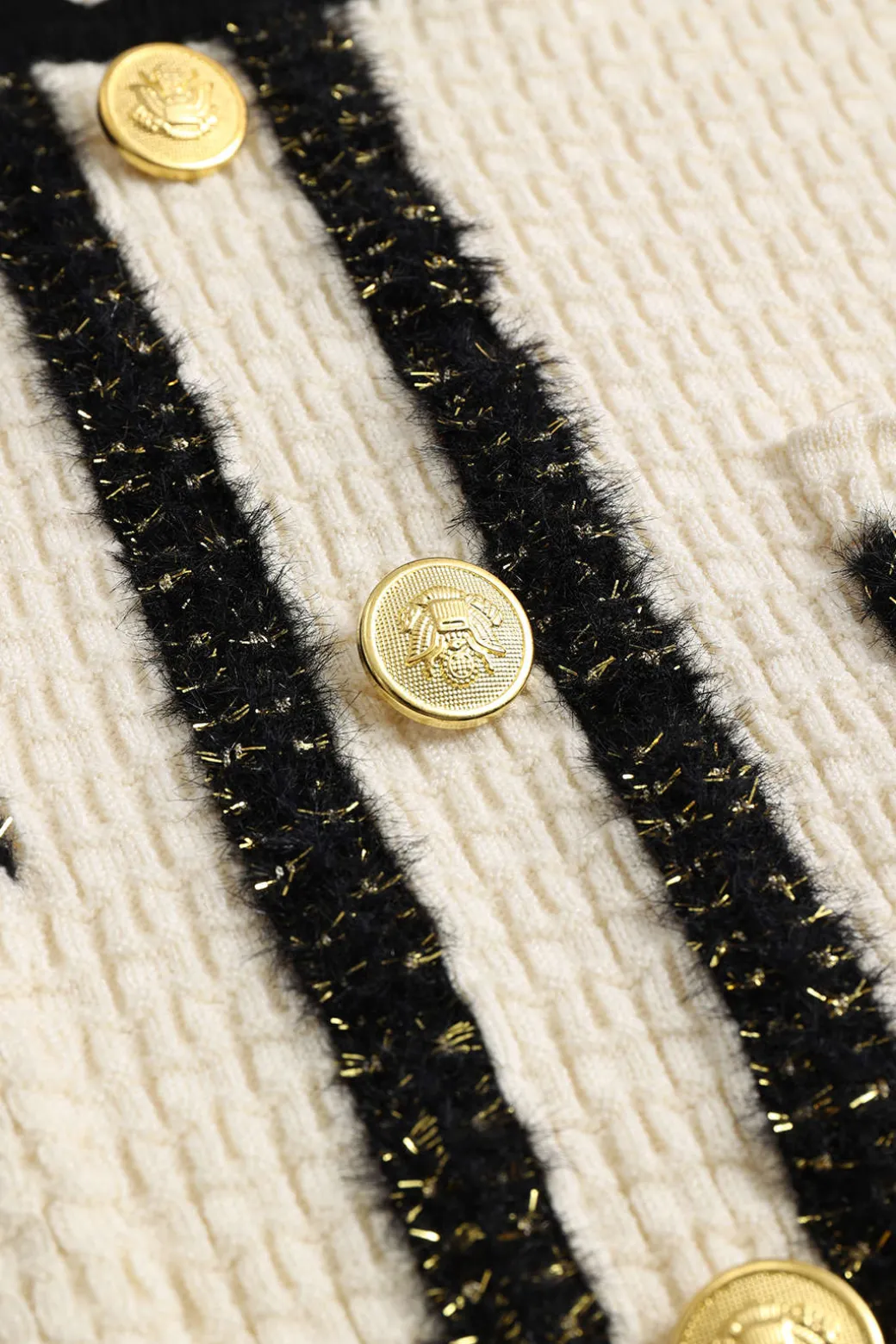Knit Chain Button Long Sleeve Dress