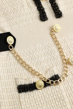 Knit Chain Button Long Sleeve Dress