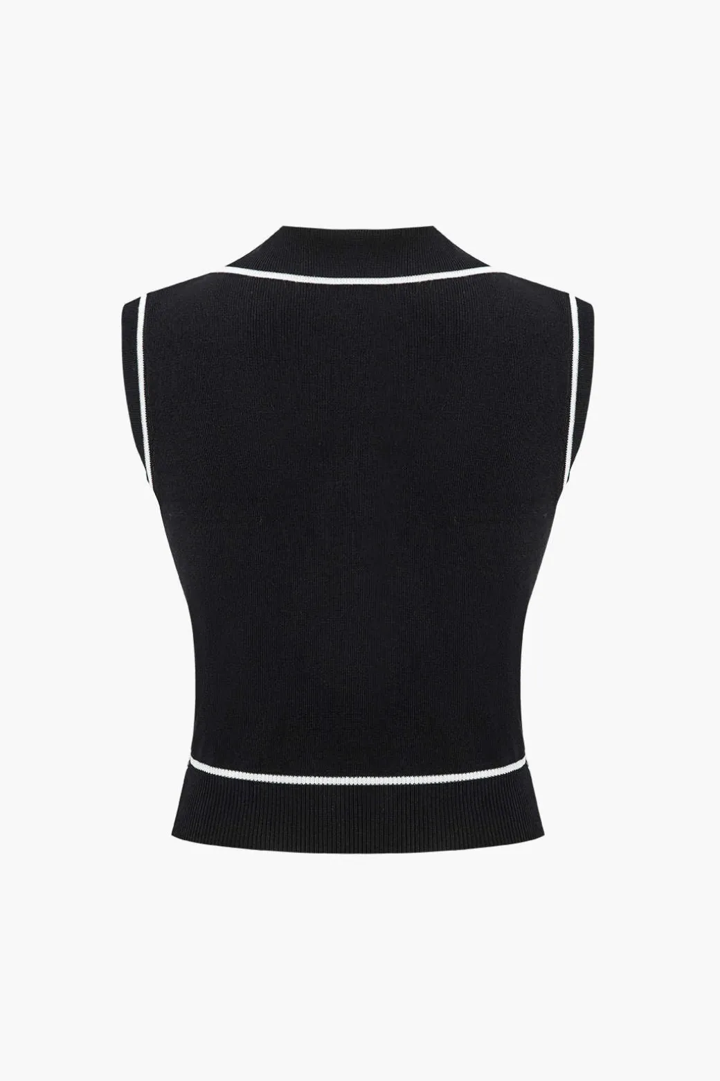 Knit Color Block Button Vest
