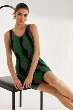 Knit Color Block Mini Dress