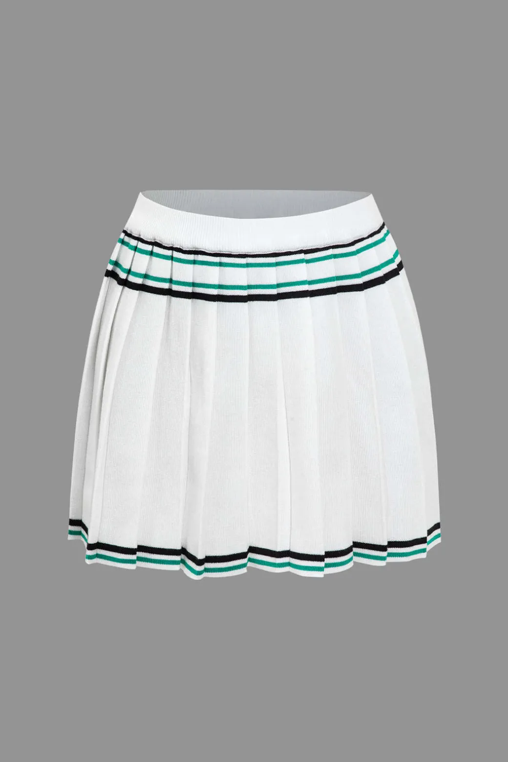 Knit Color Block Pleated Mini Skirt