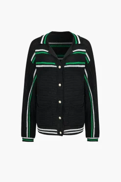 Knit Color Block Pocket Cardigan