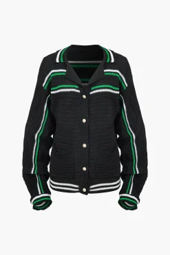 Knit Color Block Pocket Cardigan