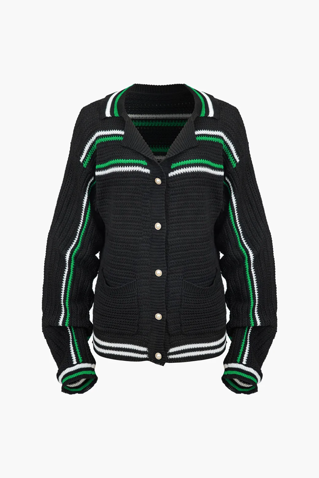 Knit Color Block Pocket Cardigan