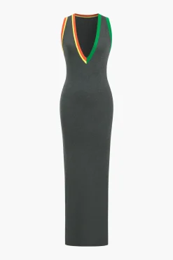 Knit Color Block Tank Maxi Dress