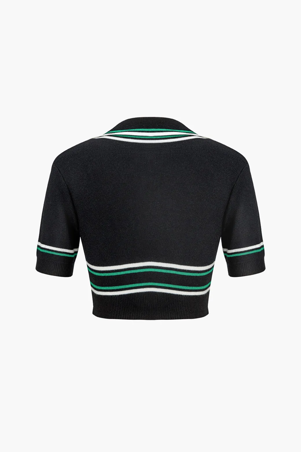 Knit Color Block V-neck Short-Sleeve Top