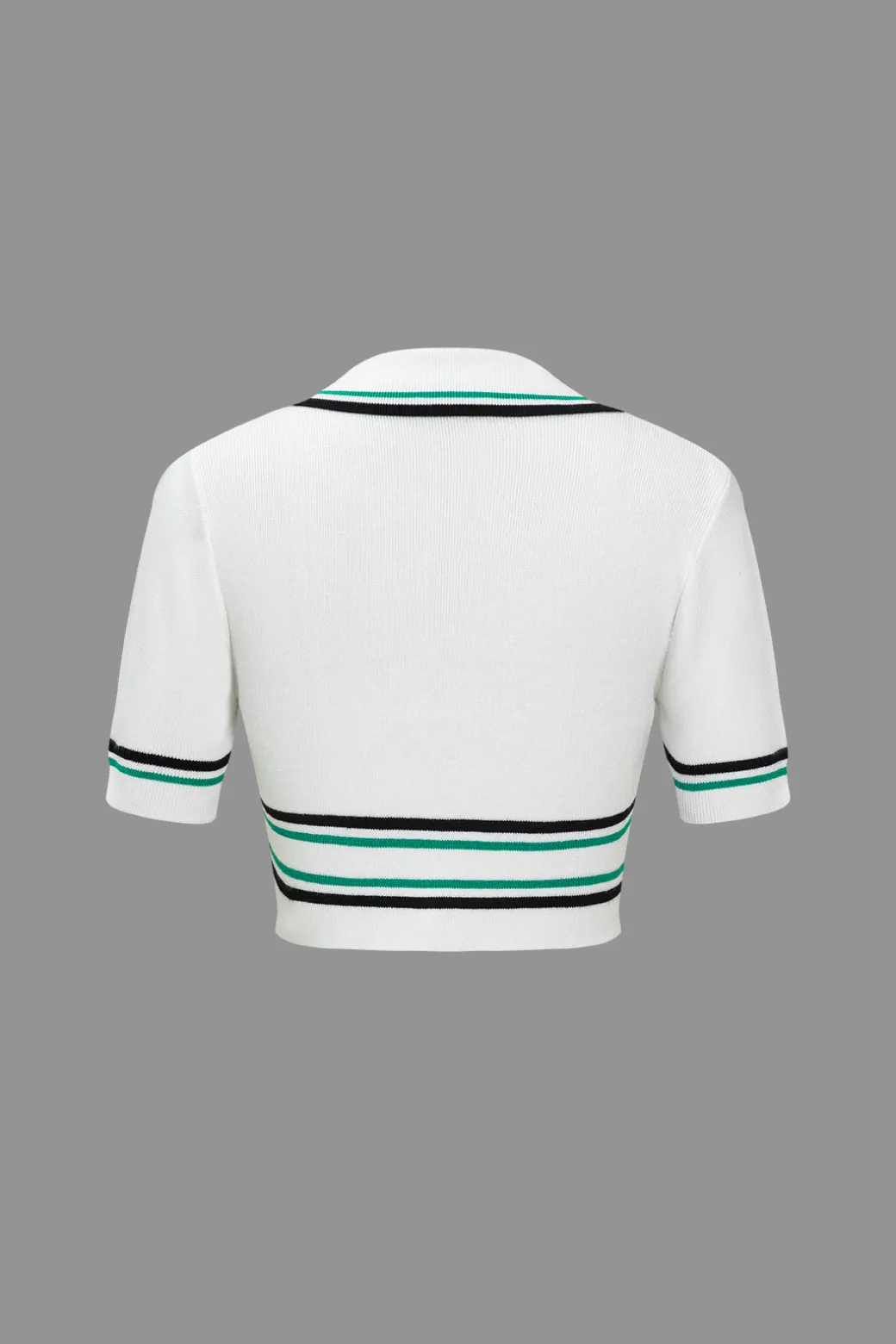 Knit Color Block V-neck Short-Sleeve Top