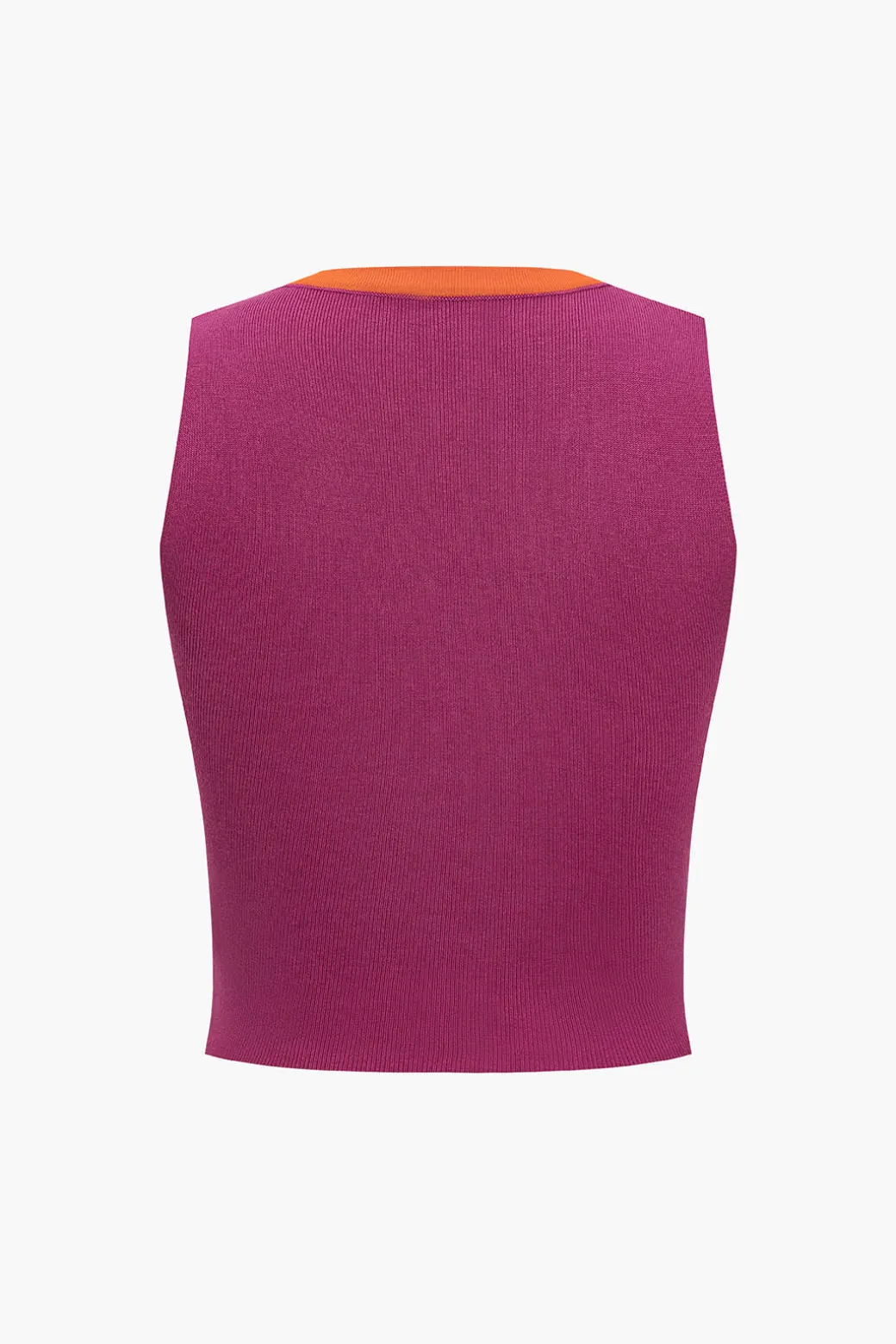Knit Color-Block Button Tank Top And Skirt Set