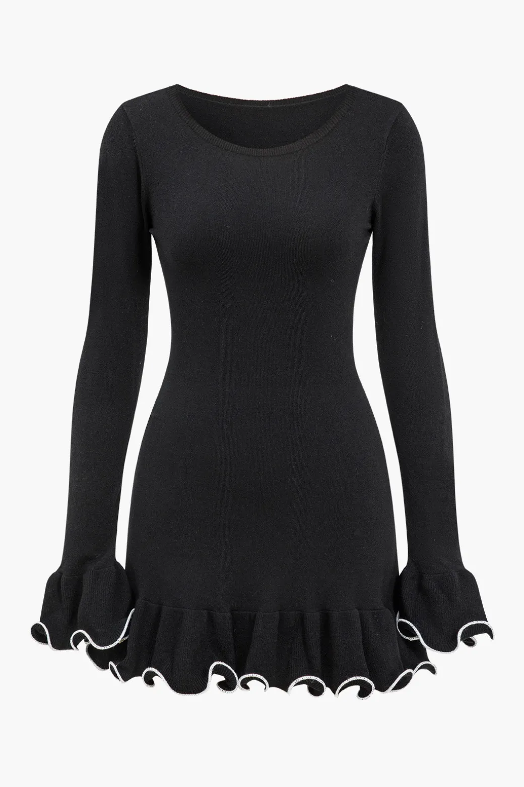 Knit Contrast Whipstitching Dress