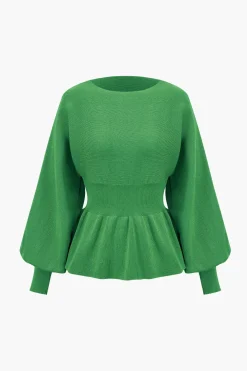 Knit Gigot Sleeve And Skirt Set