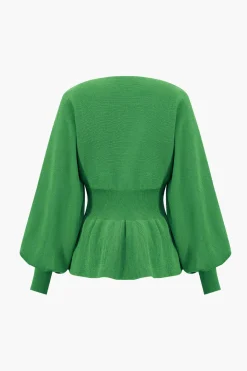 Knit Gigot Sleeve And Skirt Set