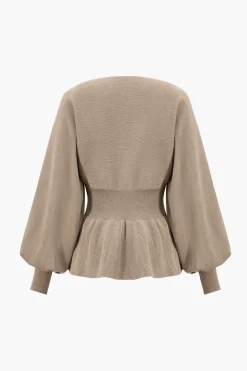 Knit Gigot Sleeve And Skirt Set
