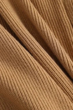 Knit Gold Button Gigot Sleeve Long-Sleeve Top