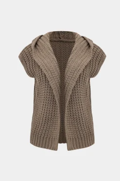 Knit Hooded Short Sleeve Cardigan