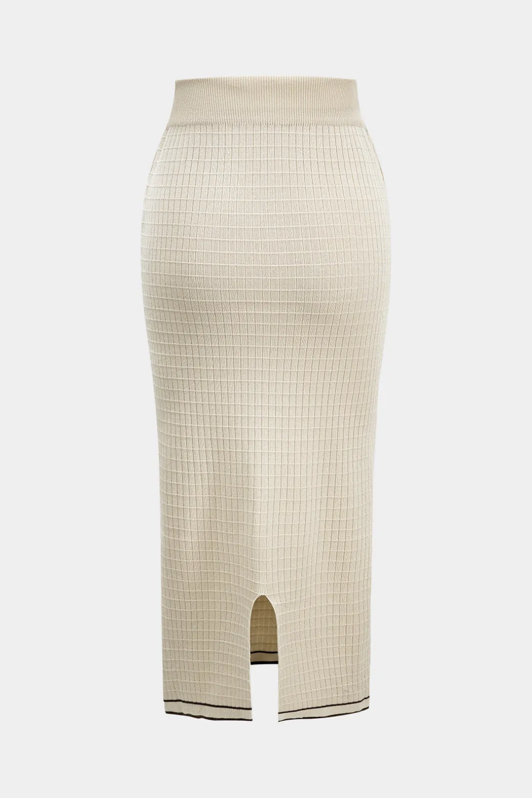 Knit Metallic Button Fake Pocket Long-Sleeve Top And Skirt Set