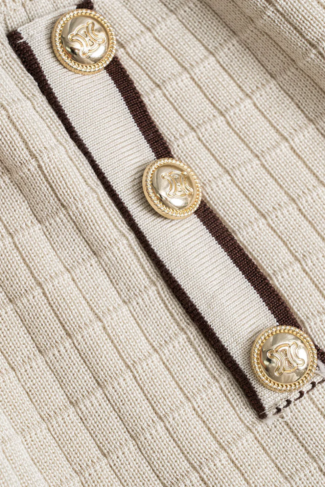 Knit Metallic Button Fake Pocket Long-Sleeve Top And Skirt Set