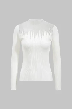 Knit Patchwork Long Sleeve Top