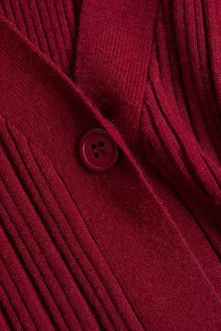 Knit Puff Hem Long Sleeve V-neck Dress
