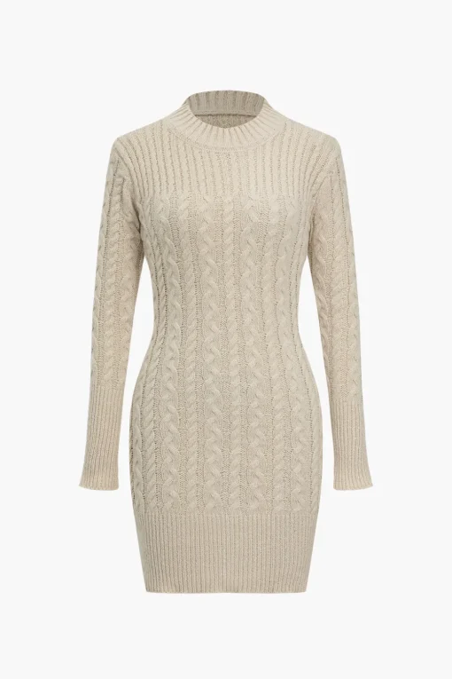 Knit Round Neck Long Sleeve Dress