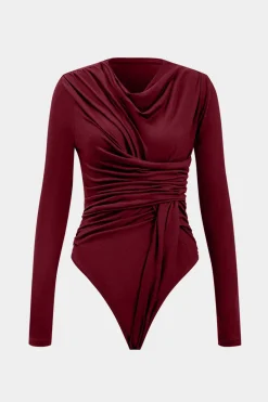 Knit Ruched Long Sleeve Bodysuit