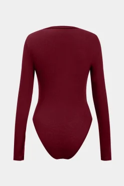 Knit Ruched Long Sleeve Bodysuit