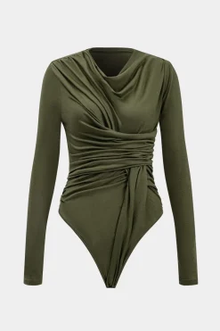 Knit Ruched Long Sleeve Bodysuit