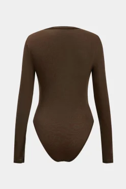 Knit Ruched Long Sleeve Bodysuit