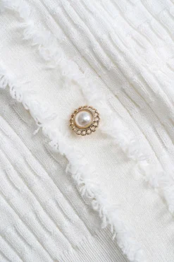 Knit V-Neck Button Short Sleeve Dress