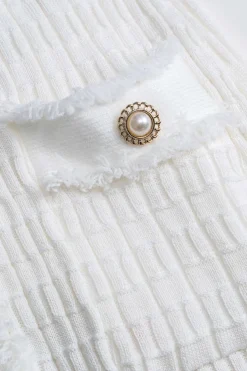 Knit V-Neck Button Short Sleeve Dress