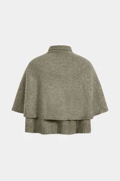 Knitted Button Cape Short Loose Cardigan